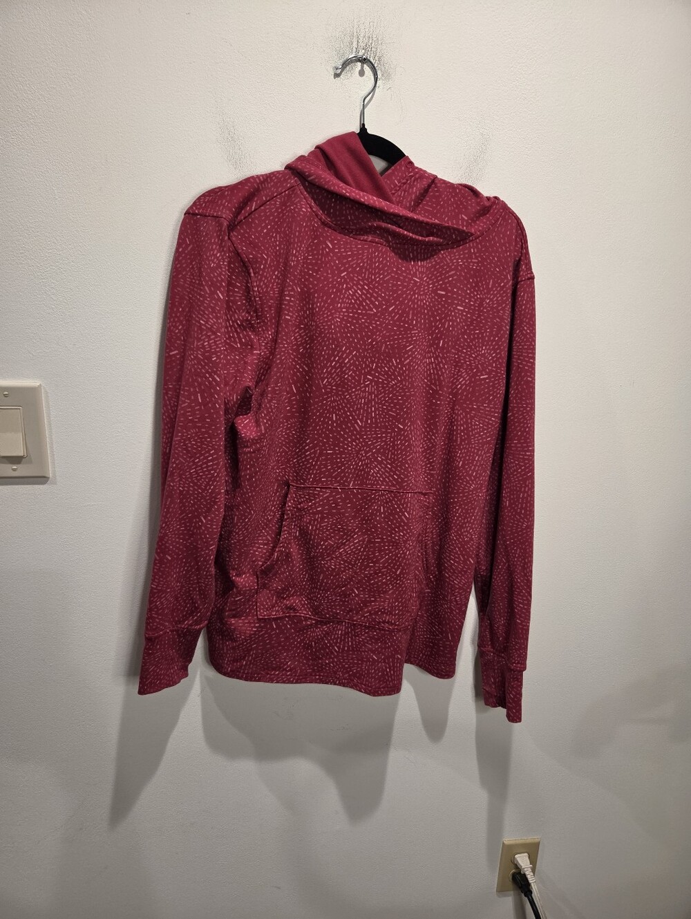 Title Nine Size L Cabrillo Sporty Fresh Terry Thumbhole Hoodie Hot Pink